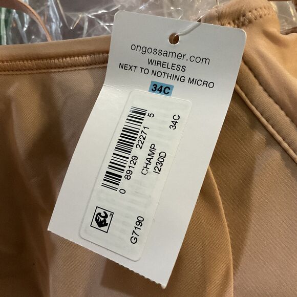 OnGossamer Micro Wireless T-Shirt Bra 34C Champagne - Picture 9 of 11